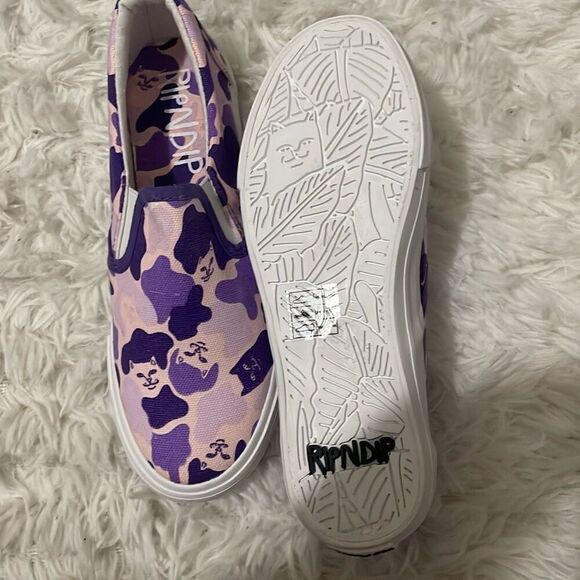 Ripndip purple camo lord nermal cat flipping off meme loafer skater shoe size 5 - Picture 3 of 10